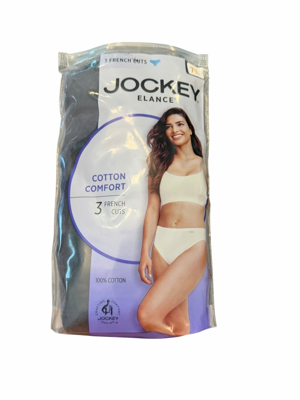 Jockey Women's Elance French Cut 3 Pack Size 7 Large Black New Cotton